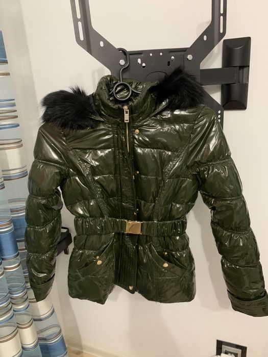 River Island nowa kurtka lakierowana kaptur 36 khaki