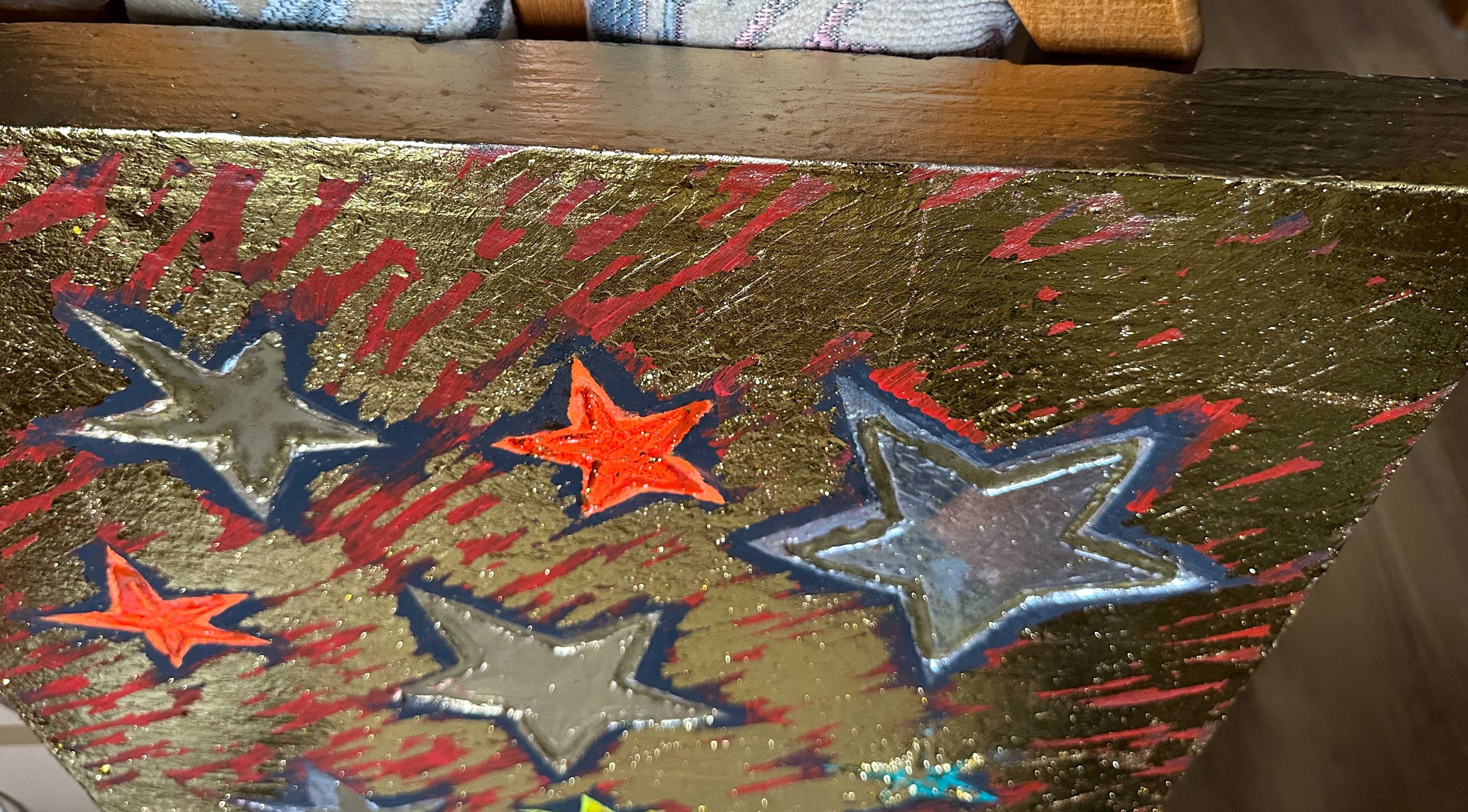 "Gwiazdy" obraz ręcznie malowany strukturalny 50 x 50 cm w ramie