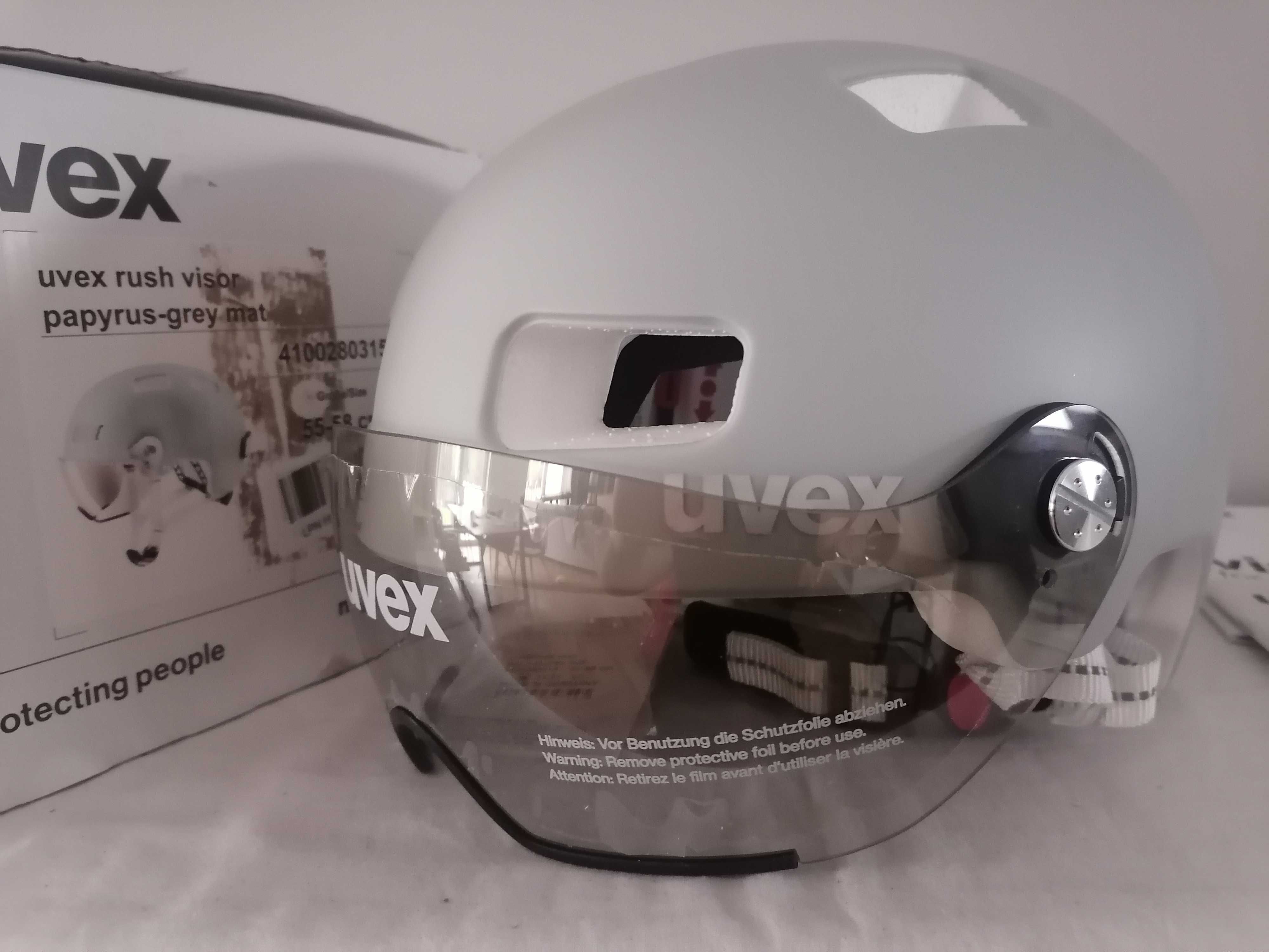 Kask rowerowy Uvex Rush Visor Papyrus Grey Mat M 55-58cm