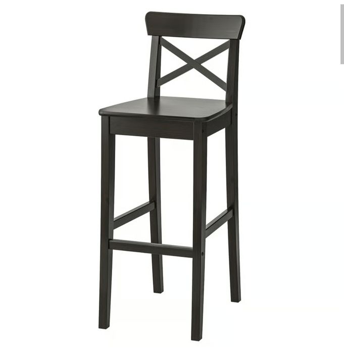 INGOLF Stołek barowy z oparciem, brązowoczarny, 74 cm