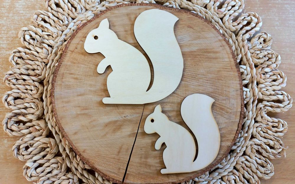 Drewniana duża wiewiórka 15cm. Jesienne warsztaty sklejka, scrapki