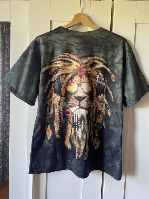 Męski t-shirt bluzka z krótkim rękawem lew rasta lion reagge