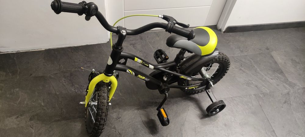 Sun Baby Rowerek dziecięcy 12 cali Tiger Bike z pchaczem  czarno-żółty