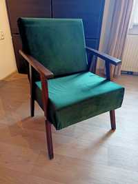 Fotel typu lisek odrestaurowany z oparciem podłokietnikiem PRL vintage