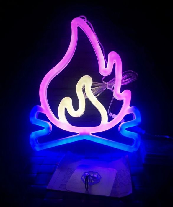 Neon ognisko płomień lampa LED dekoracja ozdoba lampa pokój USB