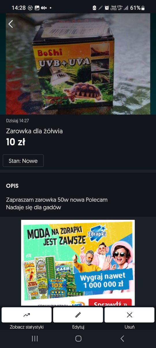 Zarowka 50w dla żółwia