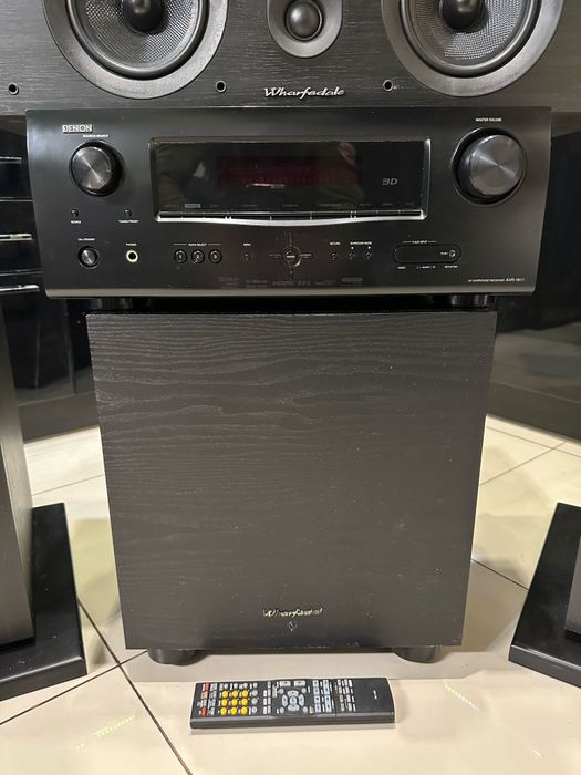 Kino domowe Amplituner Denon Kolumny Wharfedale Subwoofer Aktywny