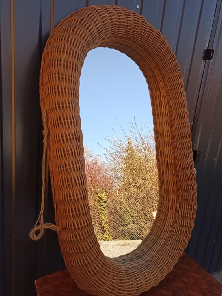 Lustro wiklina rattan stylowe