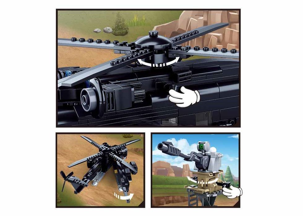 KLOCKI sluban akcja policyjna HELIKOPTER pojazd 830 el. KOMP. Z LEGO