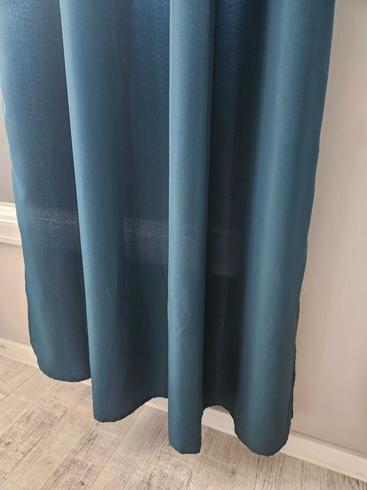 Zasłona 2 sztuki na okno szmaragd morskie 140 x 250 cm przelotki