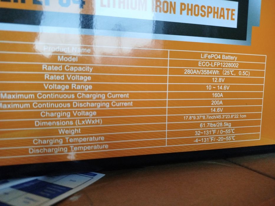 Акумулятор  Eco-Worthy LiFePO4 12,8 вольт 280АГ В НАЯВНОСТІ НА СКЛАДІ