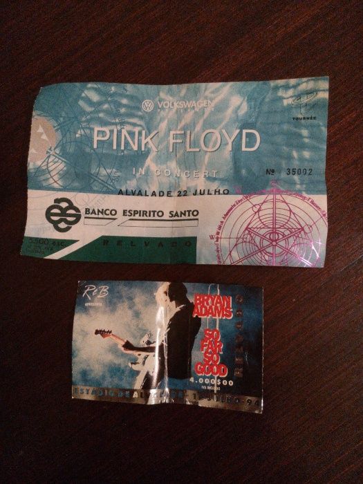 Bilhetes concertos Pink Floyd e Brian Adams