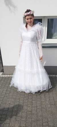 Biała suknia ślubna retro 36