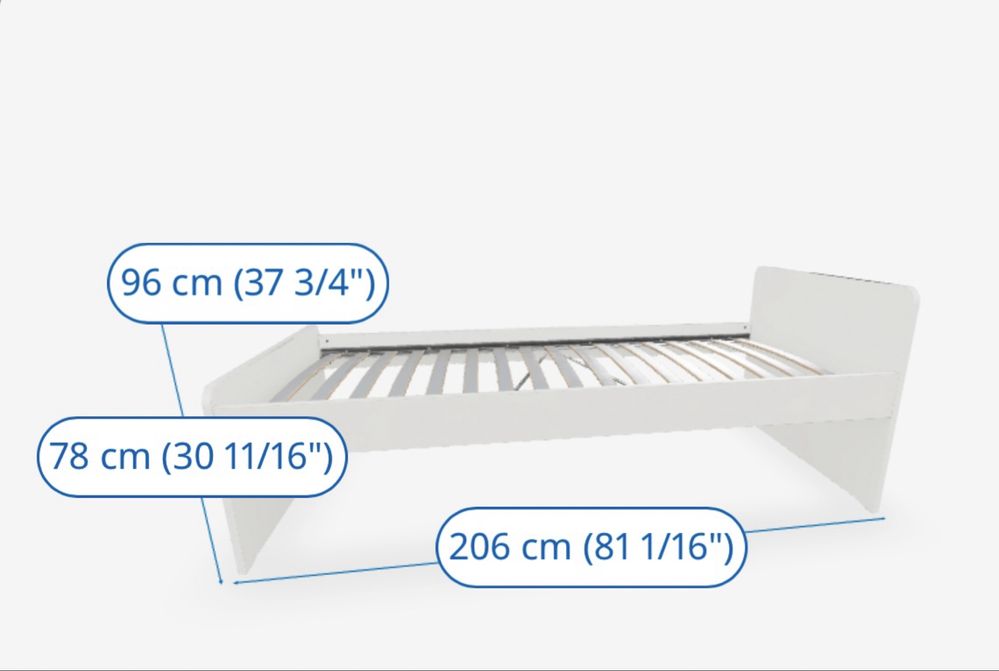 Estrutura Cama 90x200 cm / Branco  - modelo SLAKT - Ikea