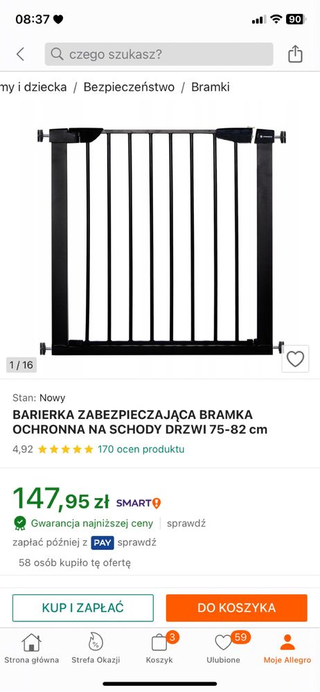 Barierka / Bramka zabezpieczajaca schody/drzwi