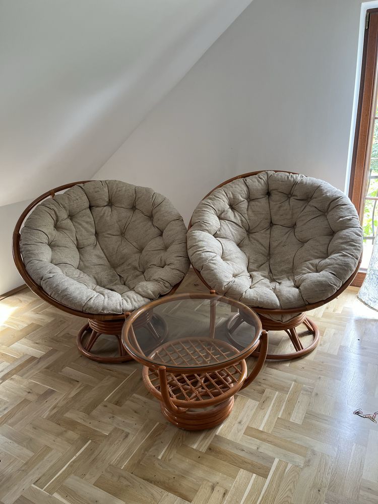 Komplet mebli Rattanowych Rattan fotel stolik