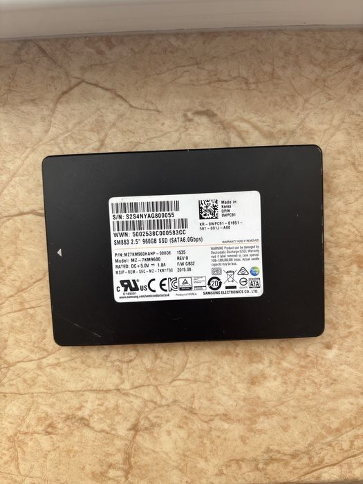 SSD Samsung PM883/SM863/SV843 960GB 2.5" SATA III