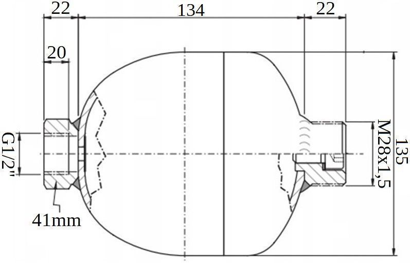 AMORTYZATOR Hydroakumulator Podwójny 1 L G1/2 [8317]