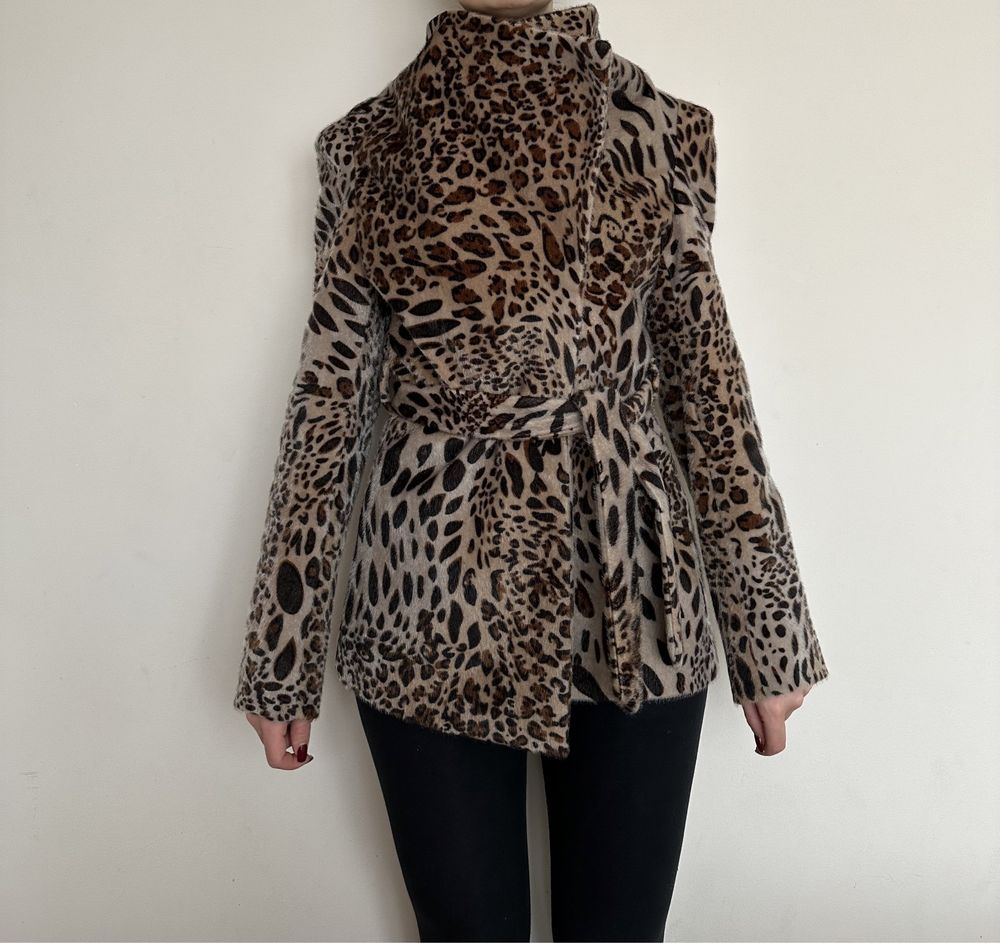Шуба пальто куртка полушубок еко хутро леопардовий принт