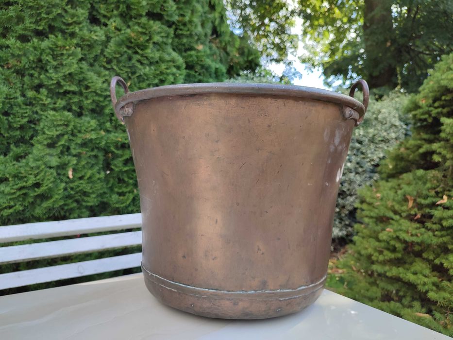 Miedziany kocioł gar sagan sygnowany Czajkowski Hrubieszów