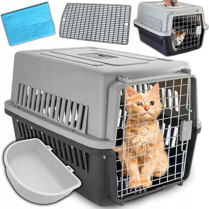 Transporter dla kota psa kojec klatka 48x31x30+ poidełko i mata