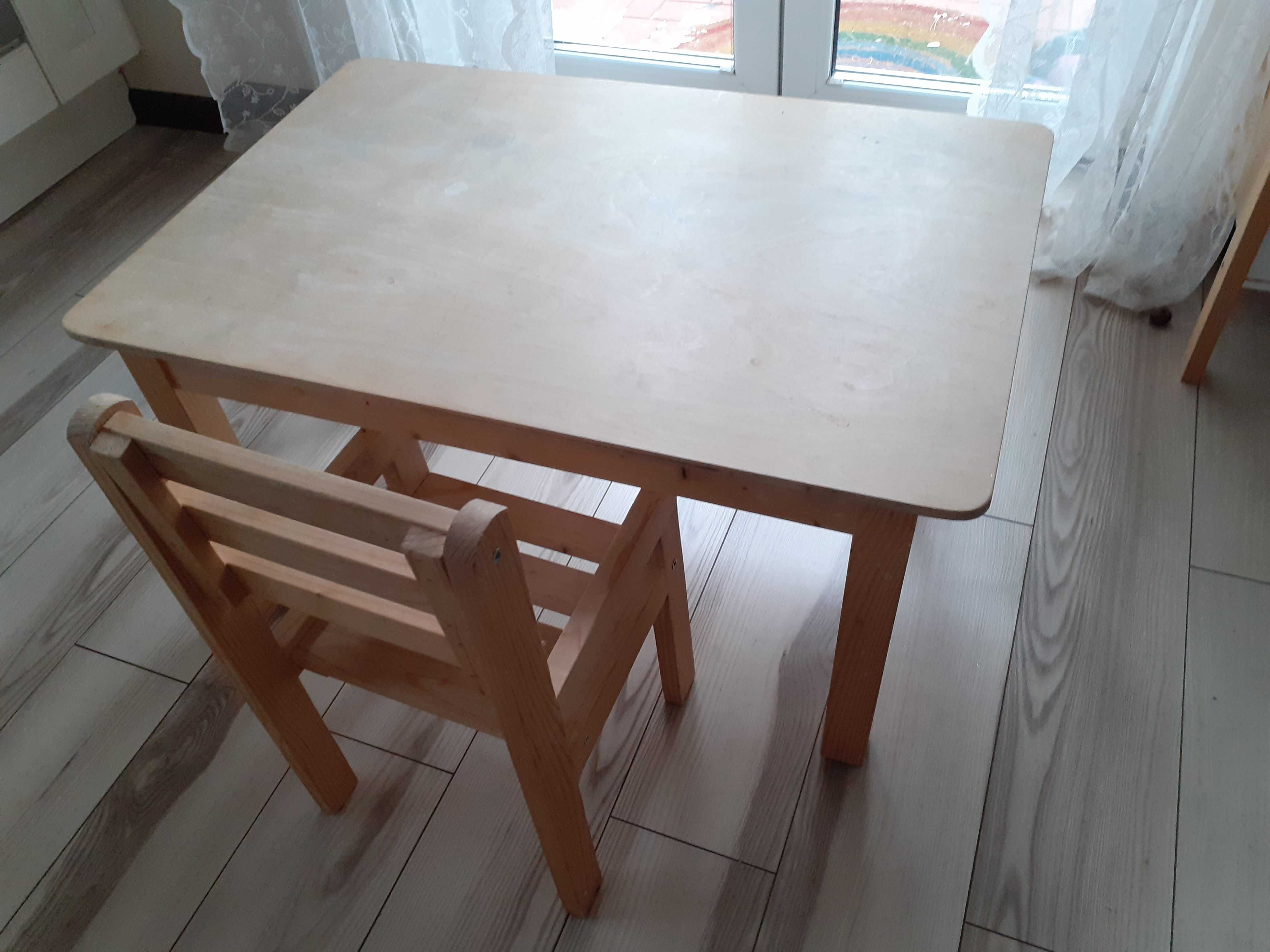 Stolik z krzesełkami dla maluszka drewniany rozmiar 0