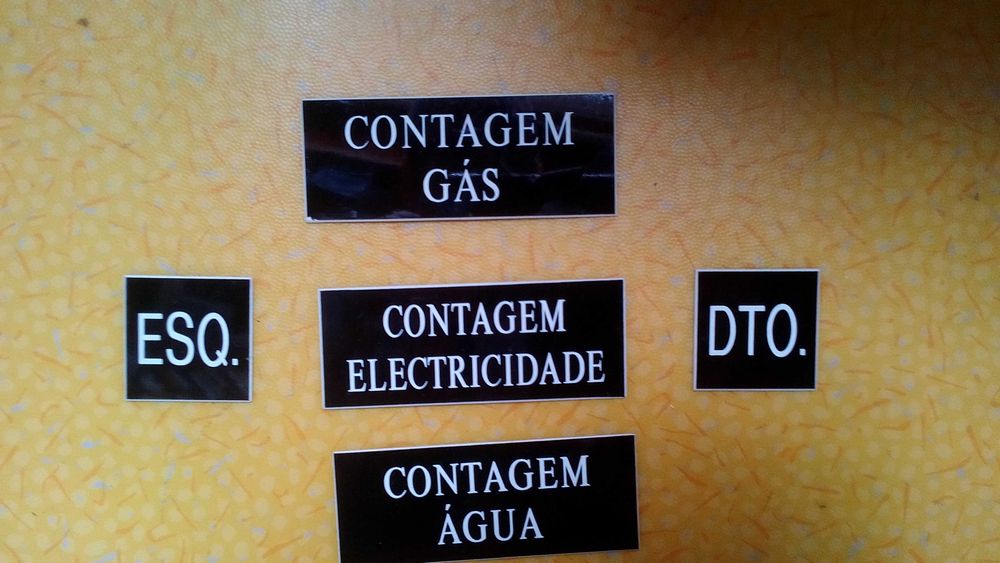 Placas de sinalização Contador de: Gaz, Agua, Luz direito ou esquerdo