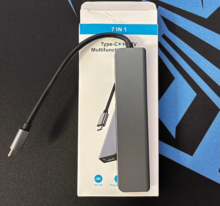 Концентратор Usb c Hub type c 7 в 1 HDMI PD SD TF macbook 4K 30hz 3.0