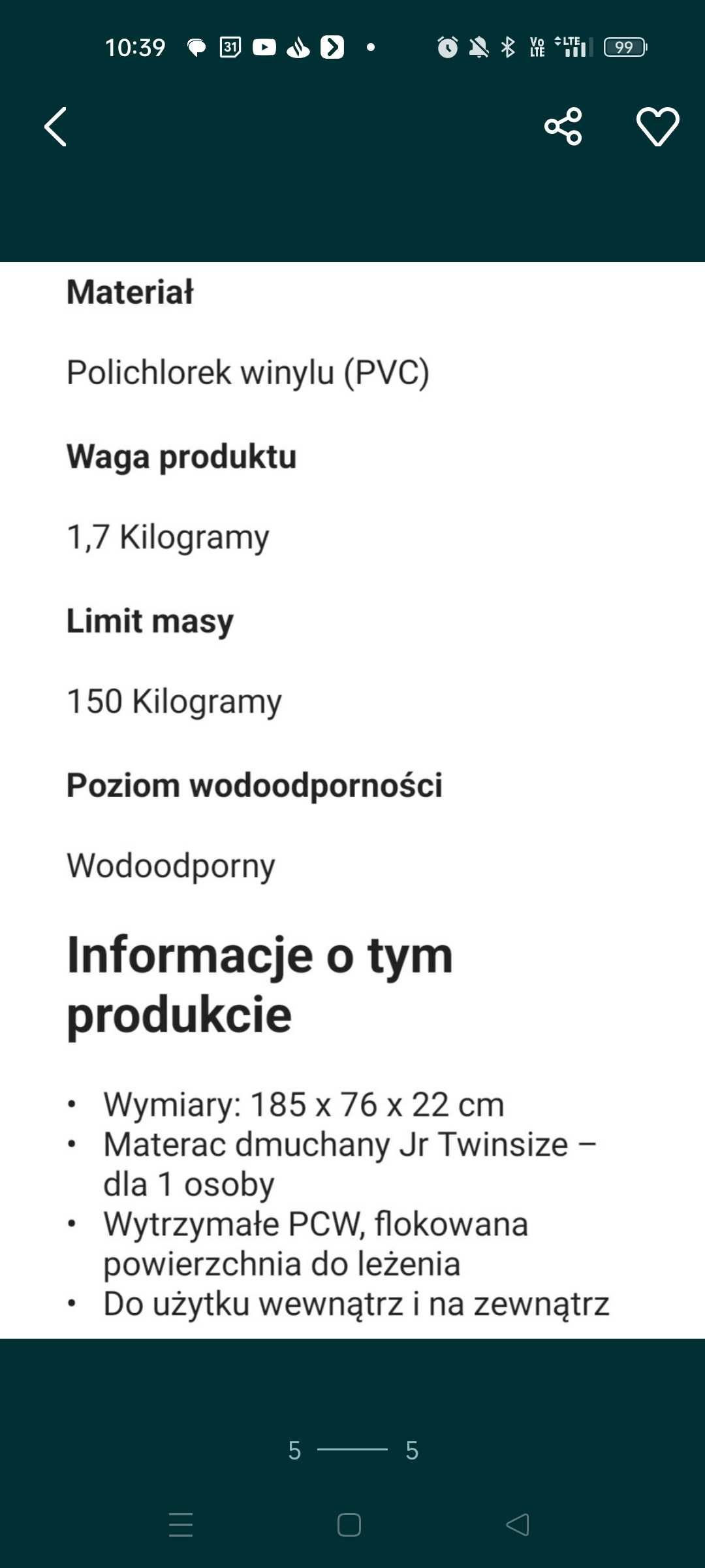 Bestway materac, łóżko dmuchane Blue Horizon Single XL/Lo 185x76x22cm