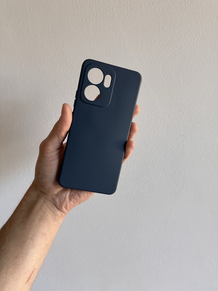 Etui silicon granatowe + SZKŁO cały ekran 9D do OPPO RENO 13F 5G