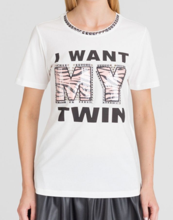 Oryginalna biała bluzka t-shirt Twin Set