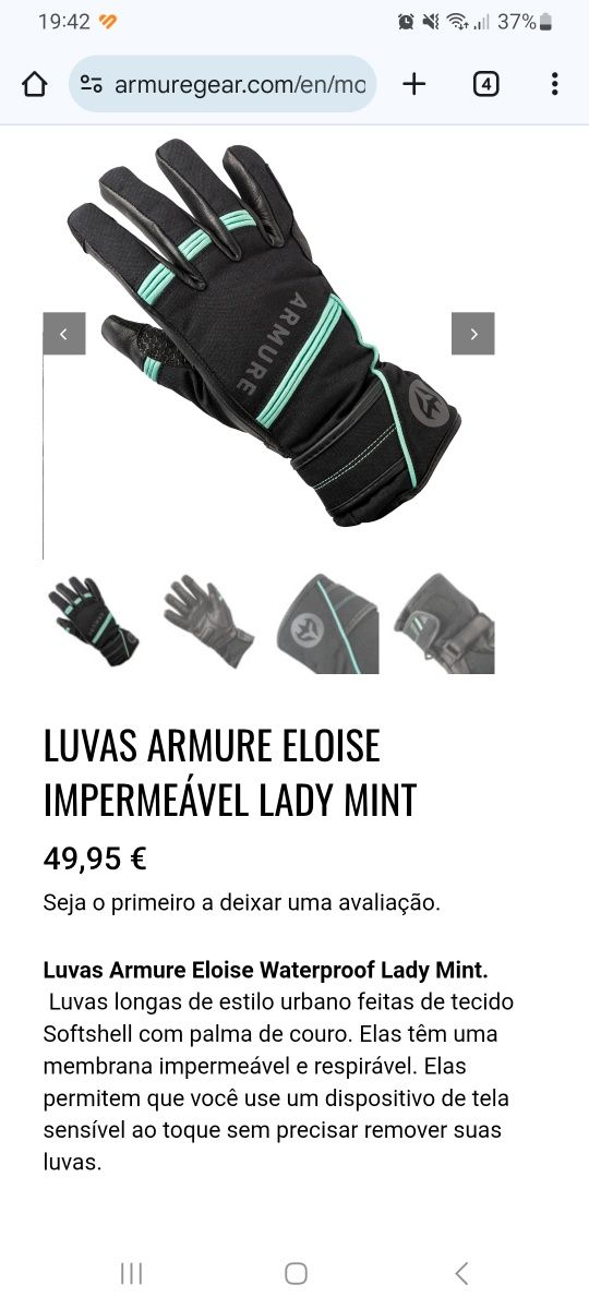 Luvas de Mota novas Armure