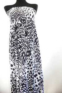 Sukienka maxi letnia czarna biała wzór print South 42 XL
