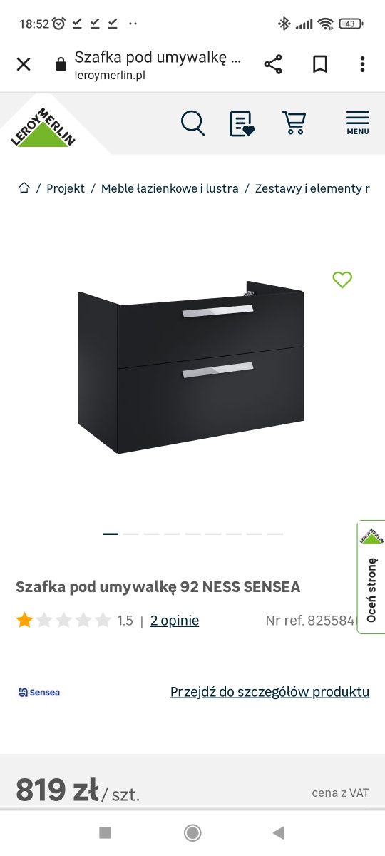 Szafka Łazienkowa Ness 92 x 46