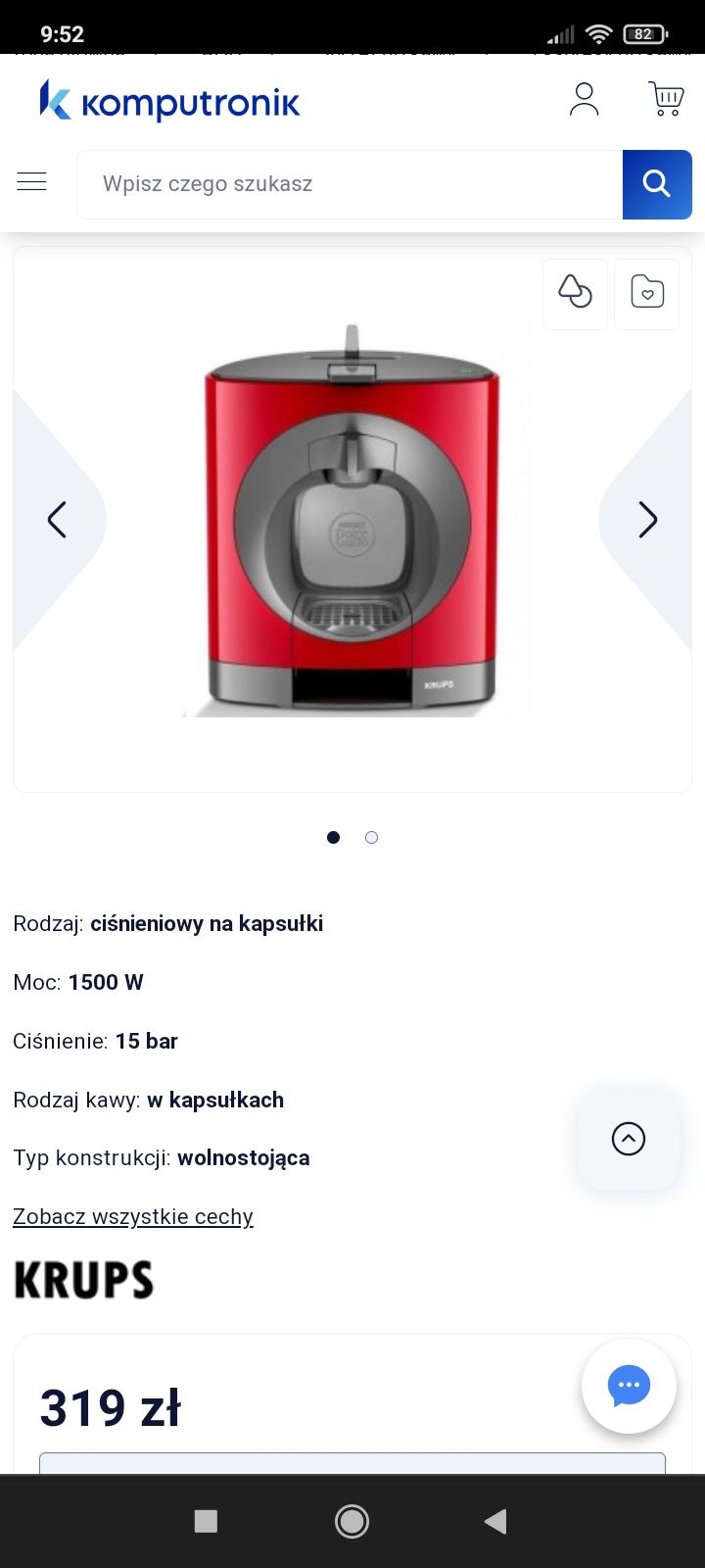 Ekspres ciśnieniowy na kapsułki NESCAFÉ OBLO KRUPS