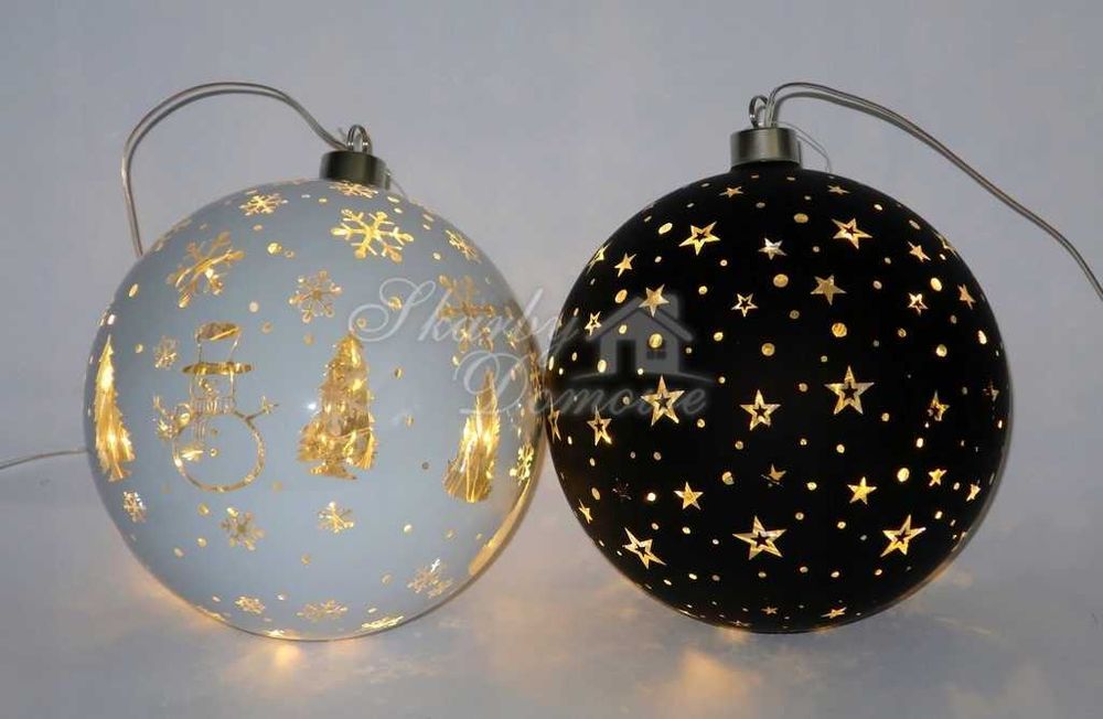 Szklana Kula Led Czarna Gwiazdki baterie zjawiskowa dekoracja święta