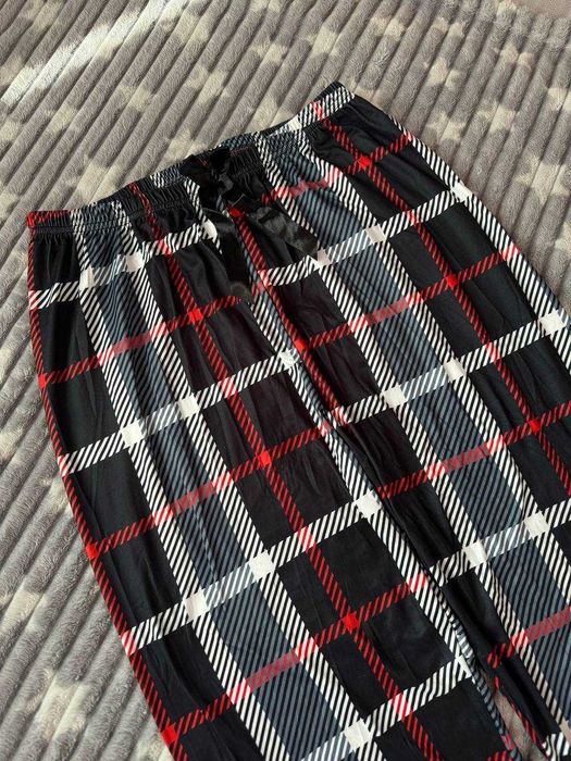 Женские домашние штаны для дома в клетку красные пижамные жіночі штани