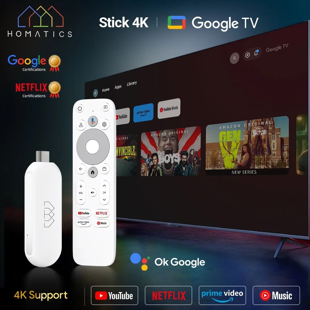 Приставка HOMATICS 4K TV Stick 2/32Gb Amlogic S905Y4 NETFLIX Smart TV