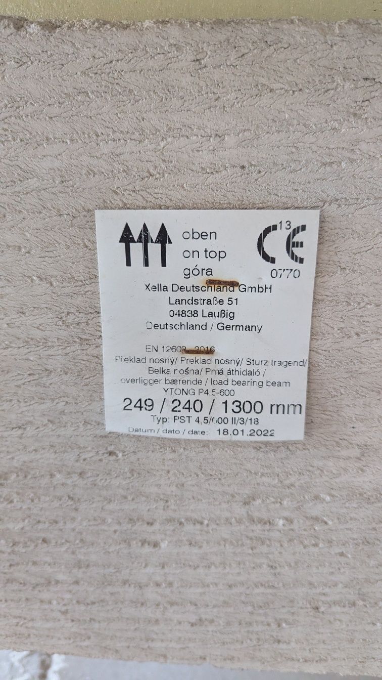 Nadproże z betonu komórkowego YTONG YN-130/24 249/240/1300 mm