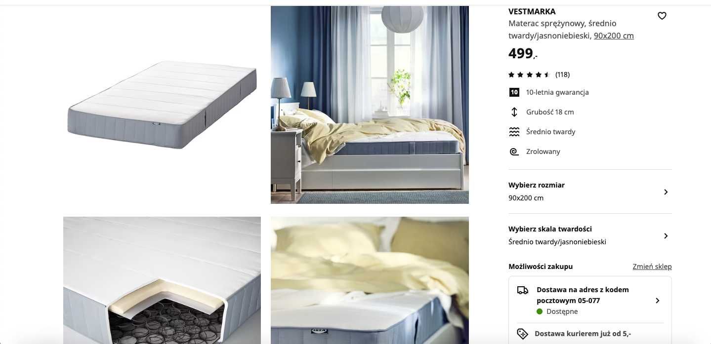 Łóżko piętrowe na antresoli IKEA SVARTA 90x200