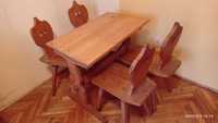 stół stolik i 4 krzesła styl góralski lite drewno