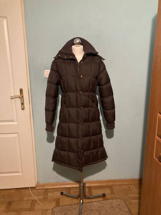 Płaszcz zimowy, bardzo ciepły z kapturem na polarze roz.L