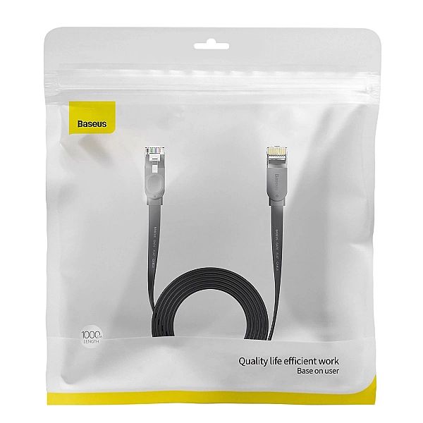 Baseus Speed Six kabel sieciowy płaski RJ45/1000Mbps 10m czarny (WKJS)