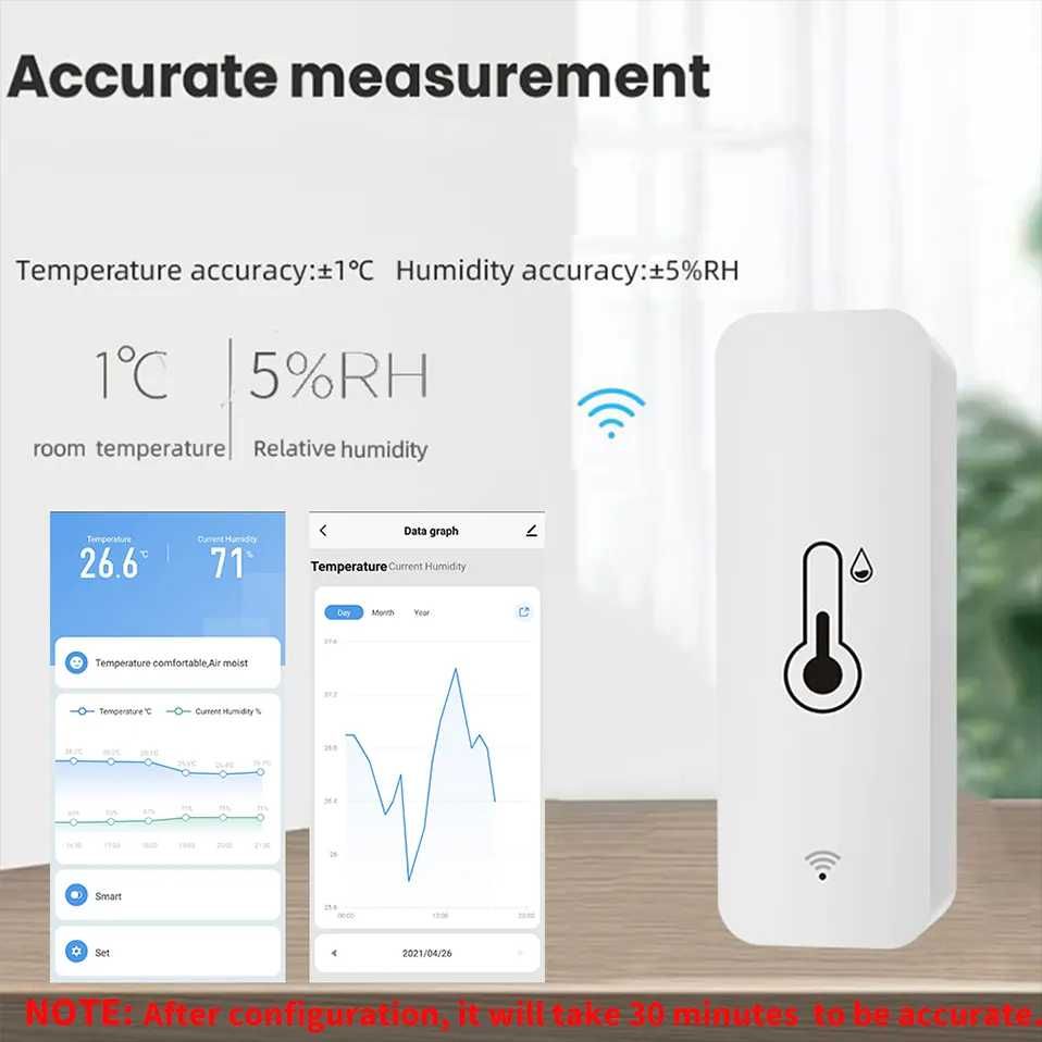 Розумний датчик температури та вологості Tuya, WiFi, TH08
