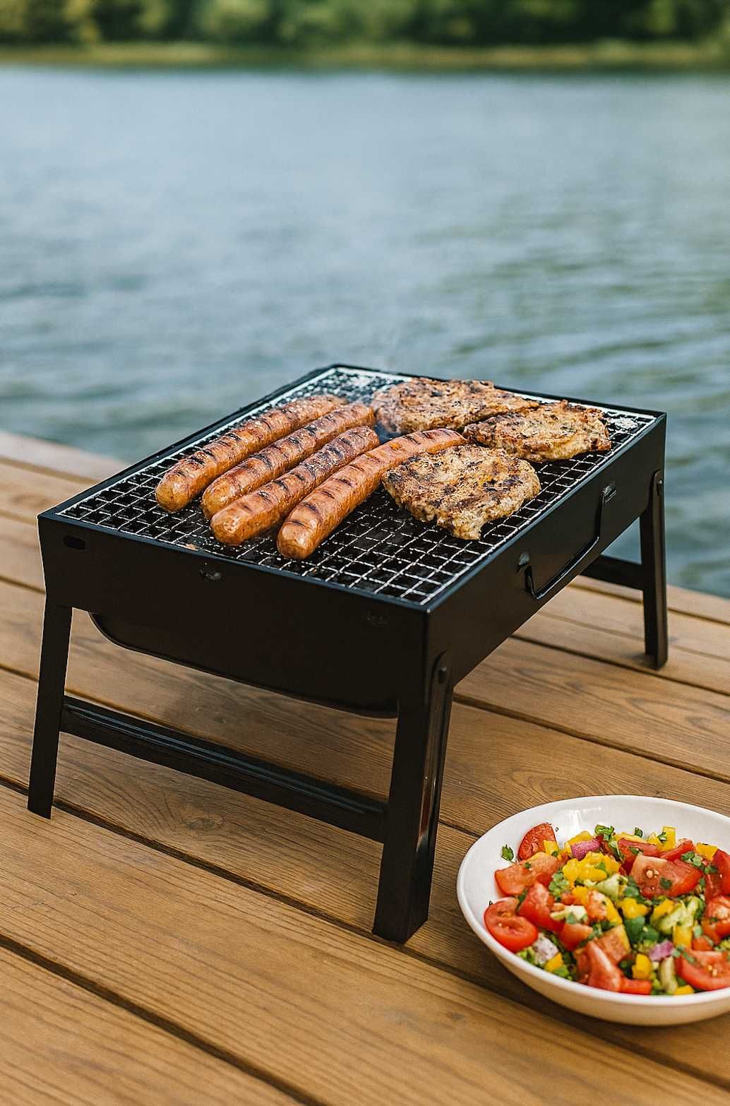 Zestaw 2w1 Mocny Hamak Turystyczny Ogrodowy z Moskitiera +GRATIS Grill