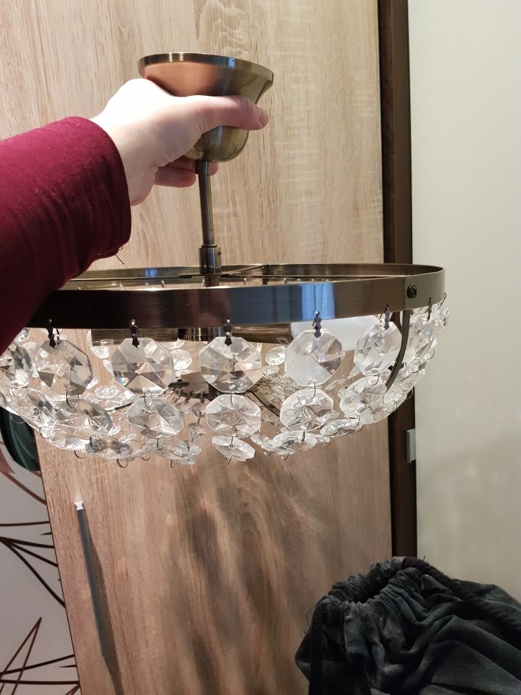 Żyrandol Glamour, lampa sufitowa z kryształkami