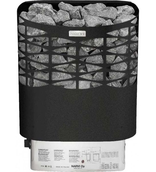 Narvi NS 6,0kW - piec do sauny fińskiej  + 35kg kamieni - Czarny