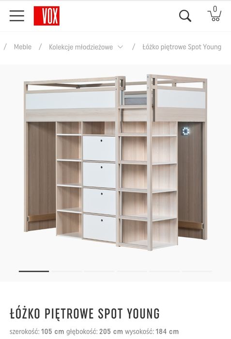 Meble dziecięce VOX zestaw łóżko piętrowe, komoda, biurko