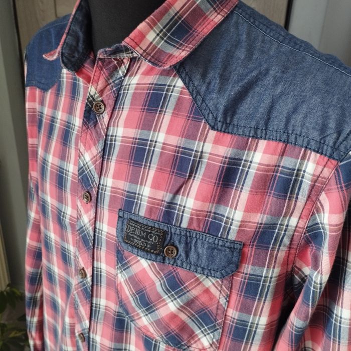 Koszula męska KappAhl w kratę, Regular Fit, rozmiar 41/42, bawełna