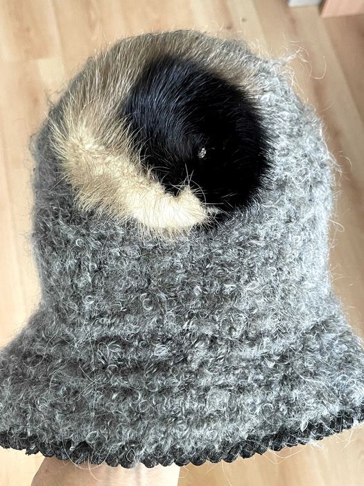 Зимова вовняна шапка-шляпка, сіра